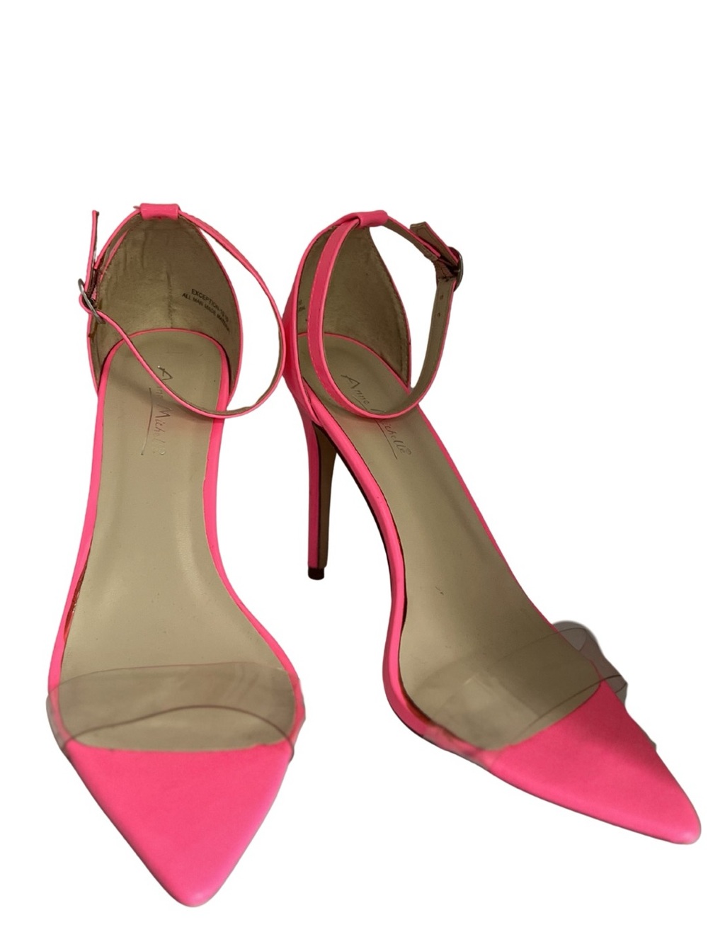 Ankle-Strap Pointed Toe Heels in Hot Pink